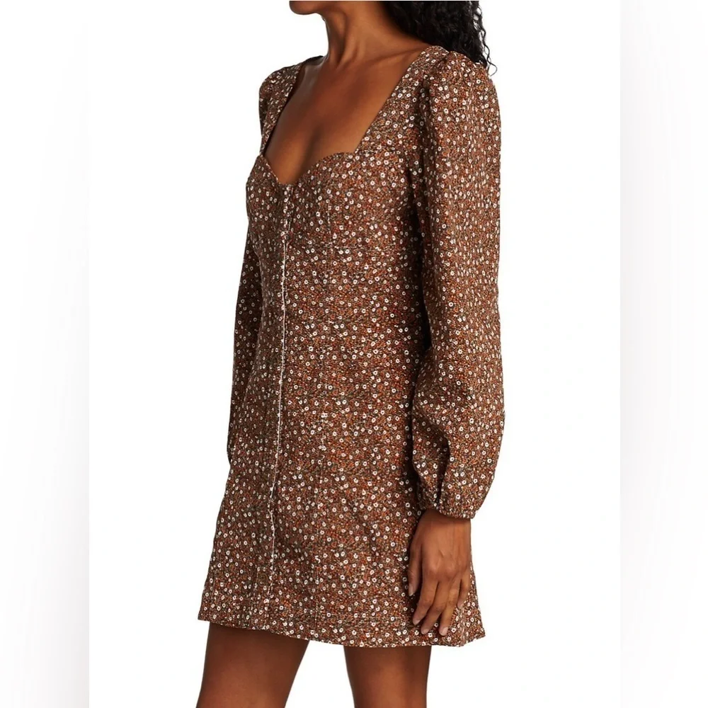 NWT Free People Call Me Cord Mini Dress Brown Black Combo Sz 4 - Picture 4 of 16